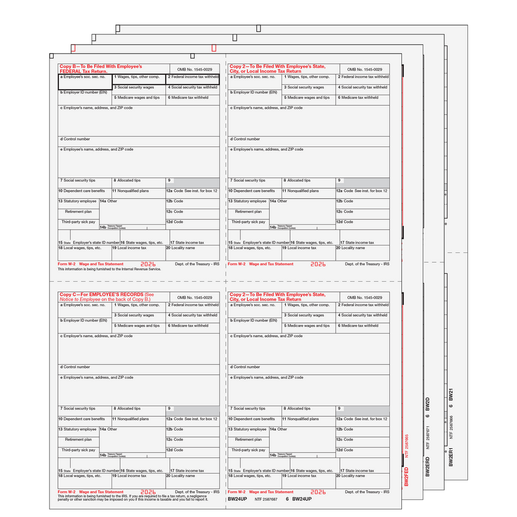 W-2 Set, 6-Part, Alternate Package