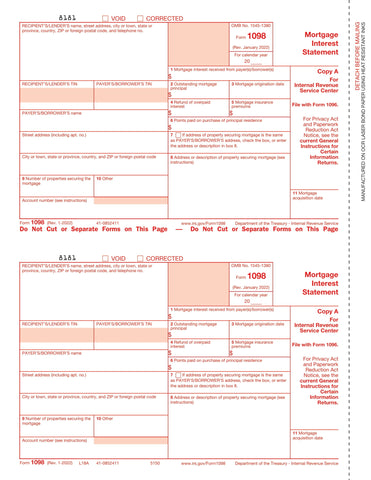 1098 and 5498 Tax Forms